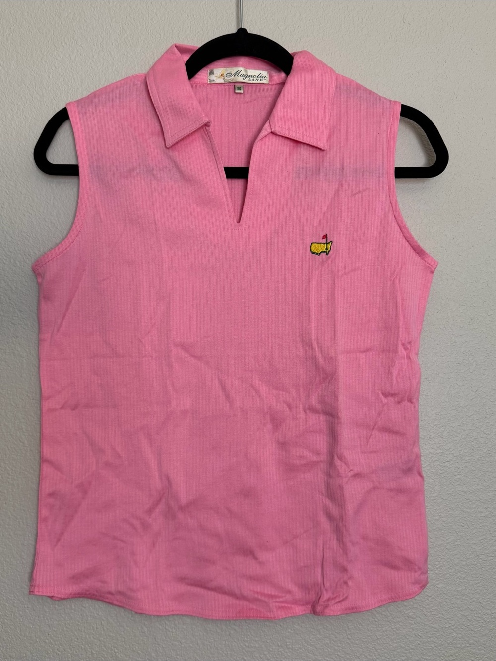 The Masters Magnolia Lane Size S Sleeveless Polo Pink Shirt Logo Authentic